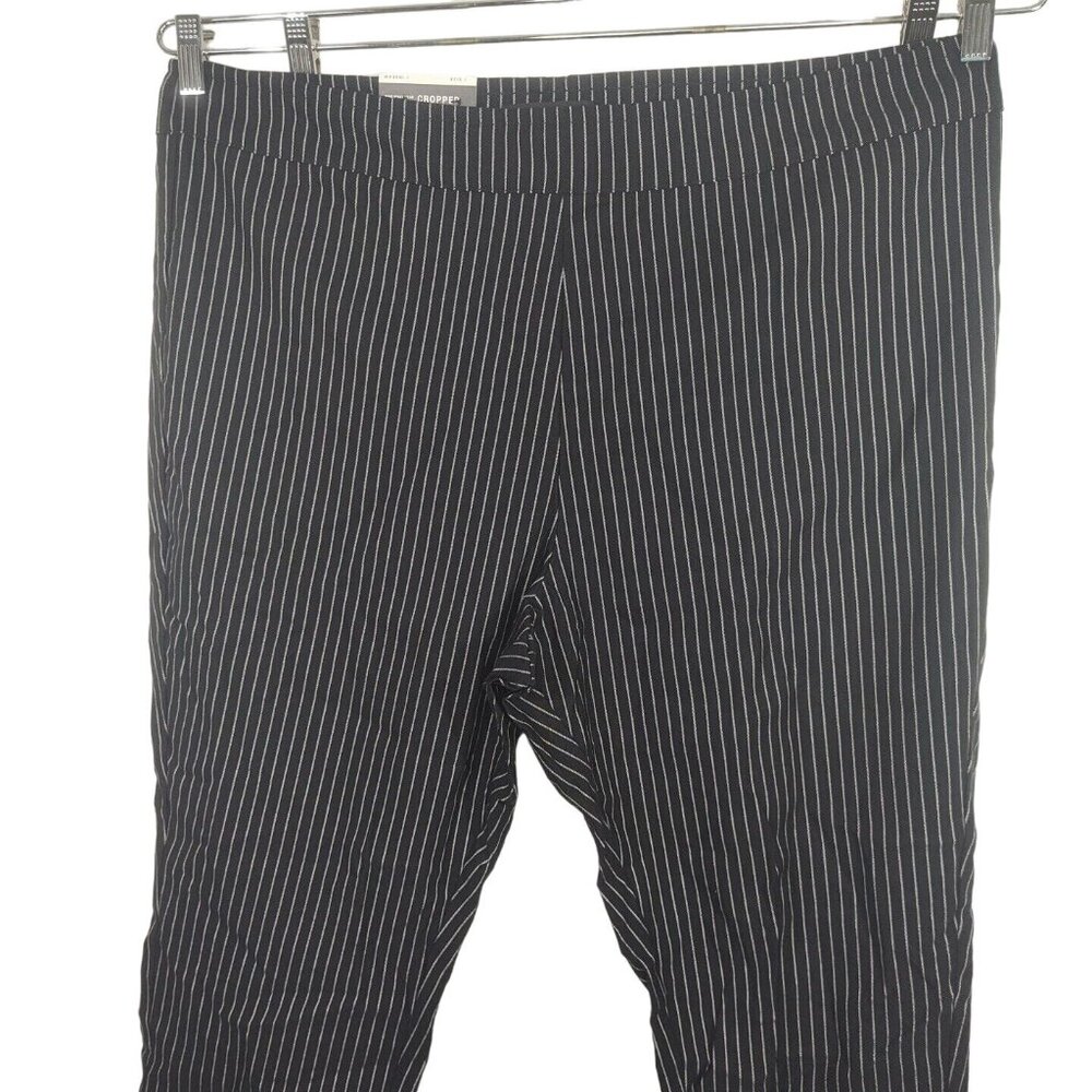 Who What Wear Cropped High Rise Stretch Pants Women Size 16W Black White Stripe - Picture 2 of 7